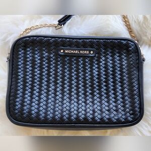 Michael Kors Black Woven Crossbody Bag